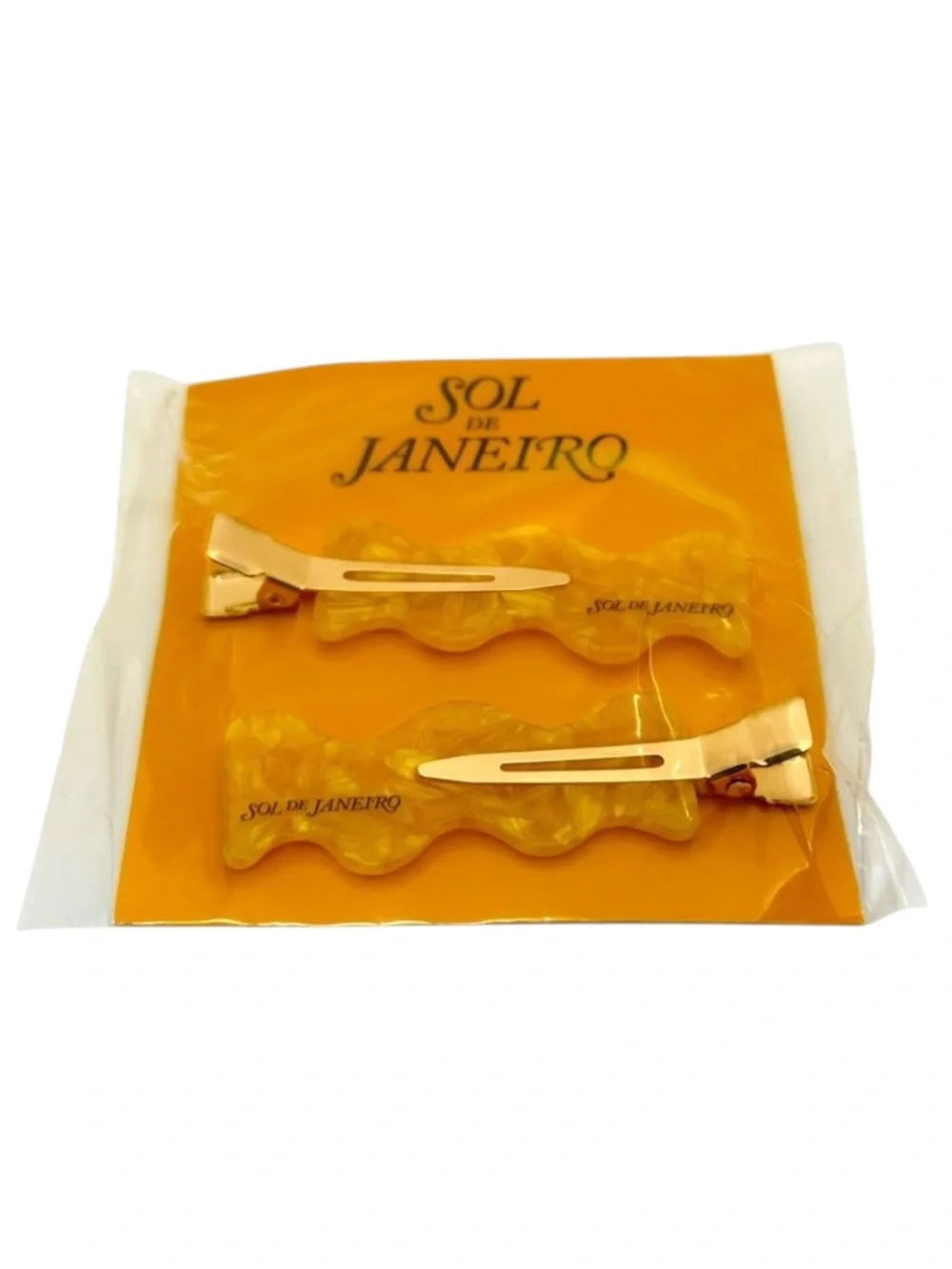 new Sol de Janeiro ☀︎︎ Ltd Ed Hair Clips Barrettes ☀︎︎ Set of 2 ☀︎︎ Gold Resin